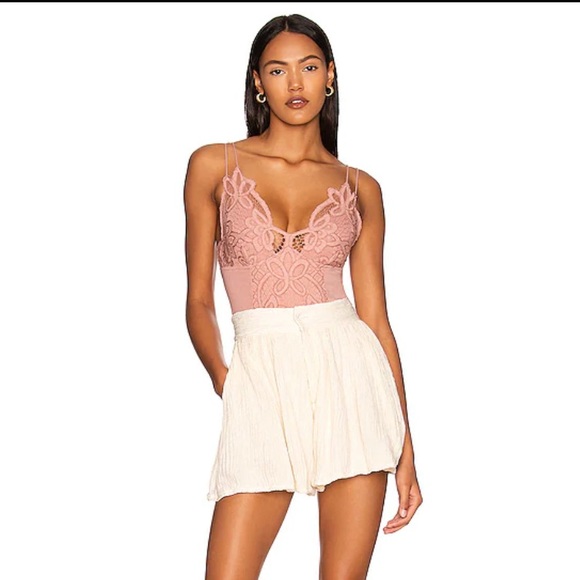 Free people blush lace strappy bodysuit stretchy new with tags - Picture 5 of 7